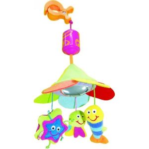 Állatos kiságyra szerelhető zenélő forgó